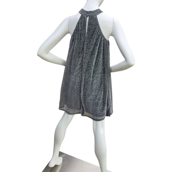 NINE WEST Shimmering Silver Chrome Halter Swing Dress sz - Picture 4 of 6